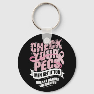 Controleer uw PECS-Mannen Borstkanker Bewustzijn Sleutelhanger