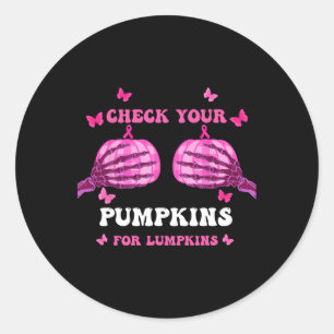 Controleer uw pompoenen borstkanker bewustzijn Hal Ronde Sticker