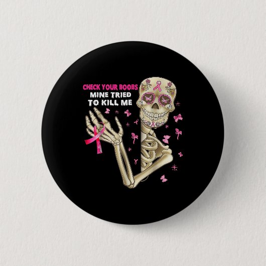 Controleer uw S Fun Skeleton Hand Borstkanker Awar Ronde Button 5,7 Cm (Voorkant)