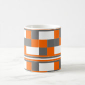 Controleert Stripes Oranje grijs wit patroon Koffiemok (Center)