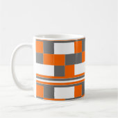 Controleert Stripes Oranje grijs wit patroon Koffiemok (Links)
