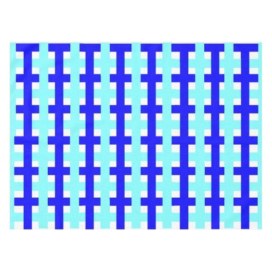 Controleert vierkant patroon Modern Blauw Wit Tafelkleed (Voorkant (Horizontaal))