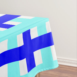 Controleert vierkant patroon Modern Blauw Wit Tafelkleed