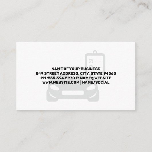 Controlelijst en pictogram auto visitekaartje (Achterkant)