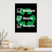 Controlelijst milieubeheer minder hergebruik Recyc Poster (Keuken)