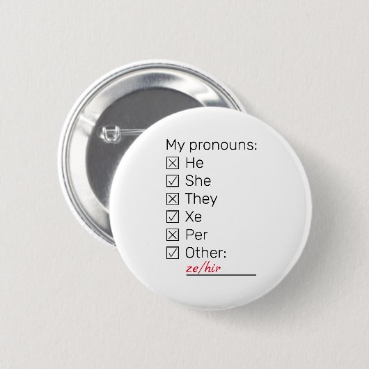 Controlelijst neopronounouns ronde button 5,7 cm (Voorkant /achterkant)