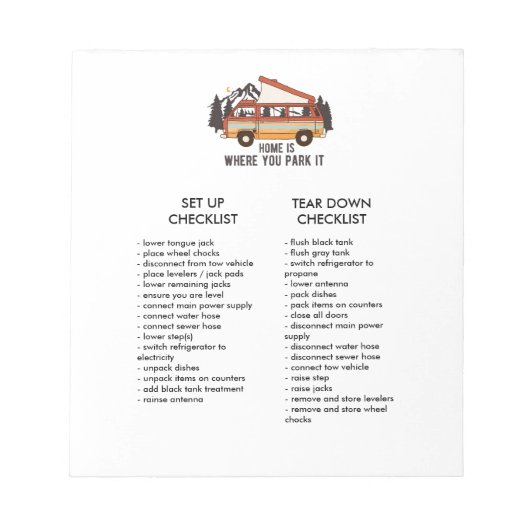 Controlelijst RV Trailer bewerkbaar instellen en a Notitieblok (Voorkant)