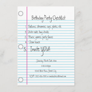 Controlelijst van de partij van Birthday Kaart