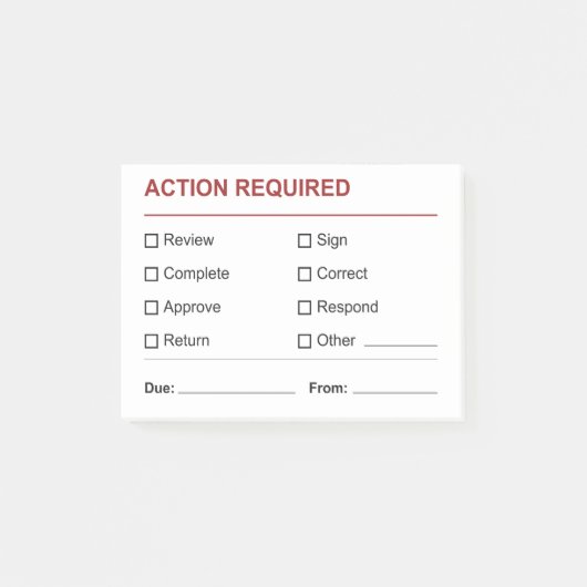 Controlelijst vereist actie post-it® notes (Voorkant)