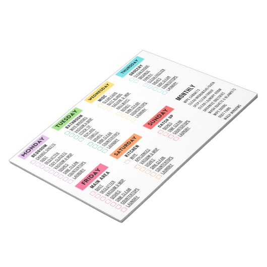 Controlelijst voor dagelijkse/wekelijkse reiniging notitieblok (Schuin)