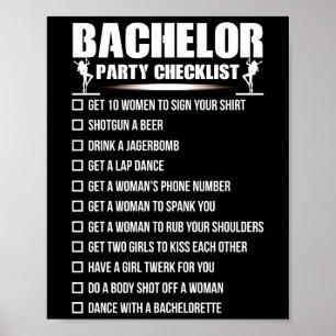 Controlelijst voor de Bachelor Party die gehuwd wo Poster