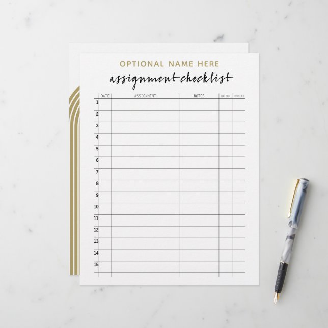 Controlelijst voor de toewijzing van boorgaanpatro briefhoofd (Voorkant / Achterkant in situ)