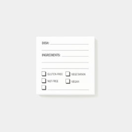 Controlelijst voor ingrediënten en voedselallergie post-it® notes