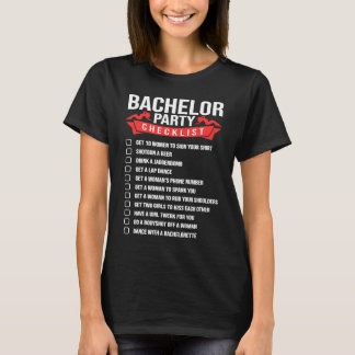 Controlelijst voor vrijgezellenfeest voor mannen t-shirt