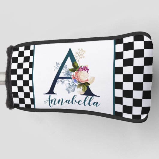 Controlerbord Fancy Florence Monogram Letter A Golfheadcover (Voorkant)