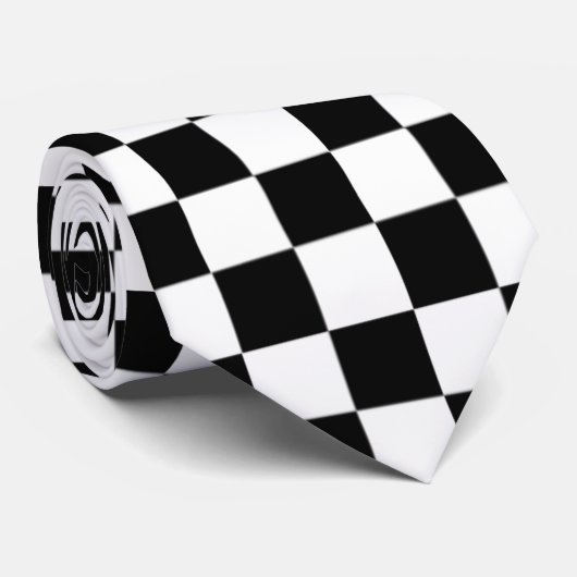 Controlerbord zwarte witte cheques stropdas (Opgerold)