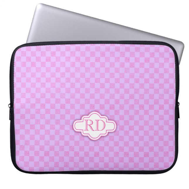 Controleren lichtroze paarse monogram laptop hoesj sleeve (Voorkant)