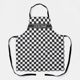 Controlerend voor zwarte en witte cheques schort