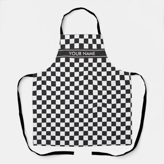 Controlerend voor zwarte en witte cheques schort (Voorkant)