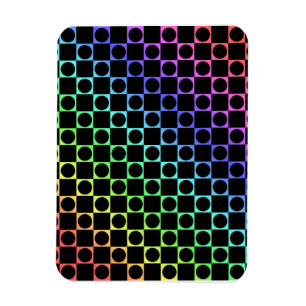 Controles en cirkels, regenboog en zwart magneet