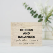 Controles en evenwichten in de grondwet Verzet Briefkaart (Staand voorkant)