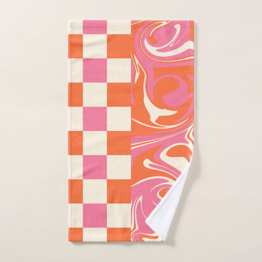 Controles en ronddraaiingen - Roze, Oranje en crèm Bad Handdoek (Handdoek)