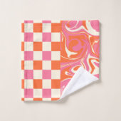 Controles en ronddraaiingen - Roze, Oranje en crèm Bad Handdoek (Wasdoekje)