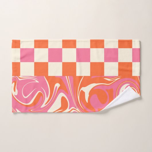 Controles en ronddraaiingen - Roze, Oranje en crèm Bad Handdoek (Handdoek)