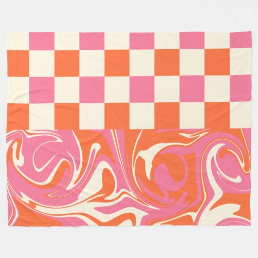 Controles en ronddraaiingen - Roze, Oranje en crèm Fleece Deken (Voorkant (Horizontaal))