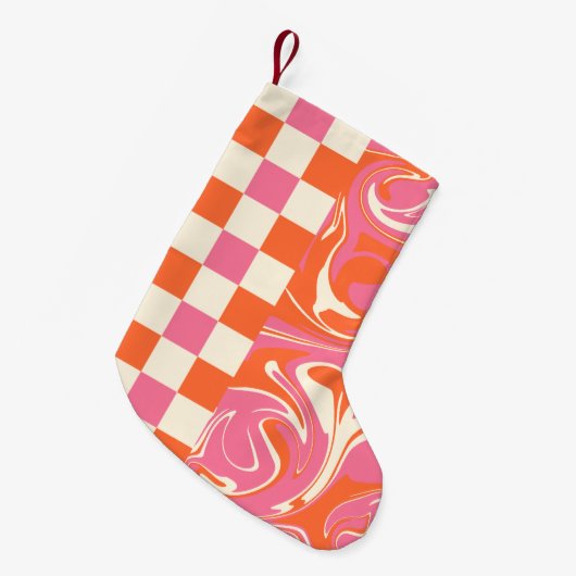 Controles en ronddraaiingen - Roze, Oranje en crèm Kleine Kerstsok (Voorkant (Hangend))