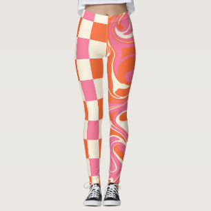 Controles en ronddraaiingen - Roze, Oranje en crèm Leggings