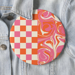 Controles en ronddraaiingen - Roze, Oranje en crèm Ronde Button 6,0 Cm