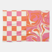 Controles en ronddraaiingen - Roze, Oranje en crèm Theedoek (Horizontaal)