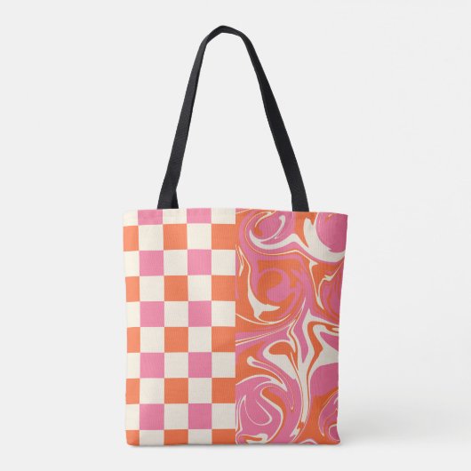 Controles en ronddraaiingen - Roze, Oranje en crèm Tote Bag (Achterkant)