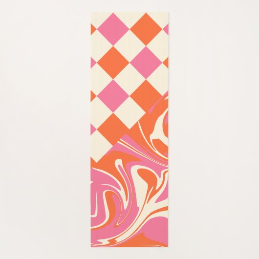 Controles en ronddraaiingen - Roze, Oranje en crèm Yogamat (Achterkant)