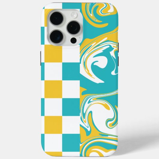 Controles en spiralen in turquoise, geel en wit Case-Mate iPhone case (Achterkant)