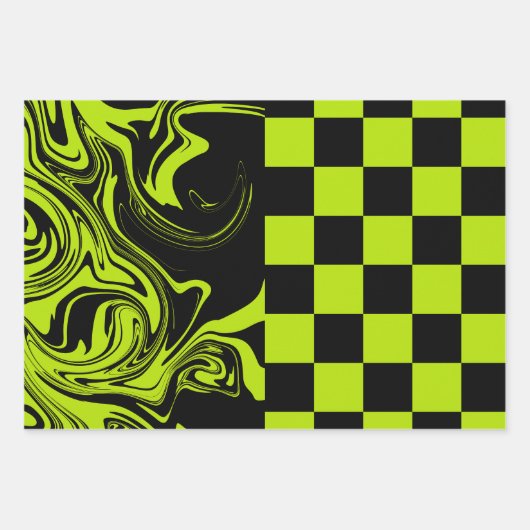 Controles en zwembroeken - kalkgroen en zwart inpakpapier vel (Voorkant)