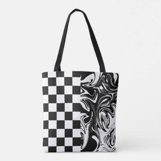 Controles en zwenken - zwart en wit tote bag (Achterkant)
