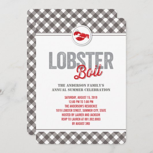 Controles Kreeft Kook Jaarlijkse Zomer Uitnodiging (Voorkant / Achterkant)