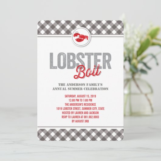 Controles Kreeft Kook Jaarlijkse Zomer Uitnodiging (Staand voorkant)