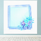 Controles met lichtblauwe achtergrond en bloemen canvas afdruk (Insitu (Houten vloer))