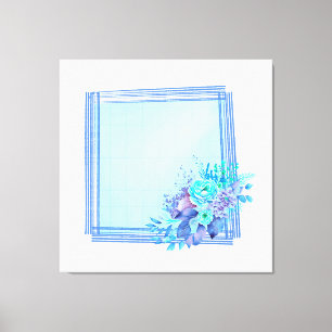 Controles met lichtblauwe achtergrond en bloemen canvas afdruk