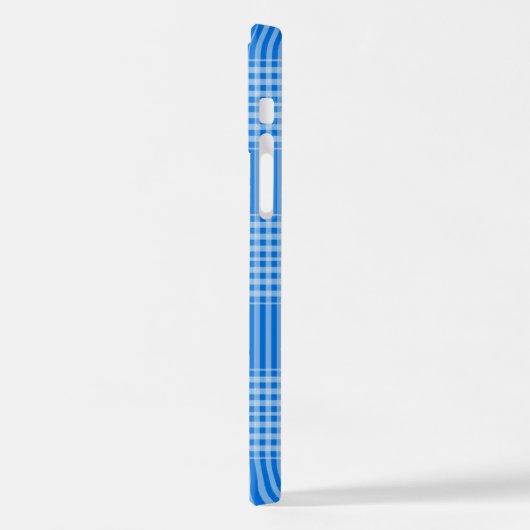 Controles-tartan-plaid-blauw-behangpapier iPhone Hoesje (Linkerkant)