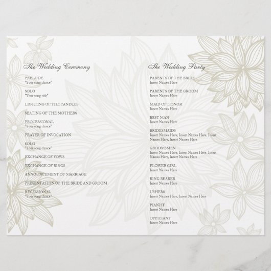 Controlled Bloom Taupe Wedding Program Flyer (Achterkant)