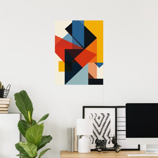 Controlled Chaos Grid Geometric Abstract Art Poster (Thuiskantoor)