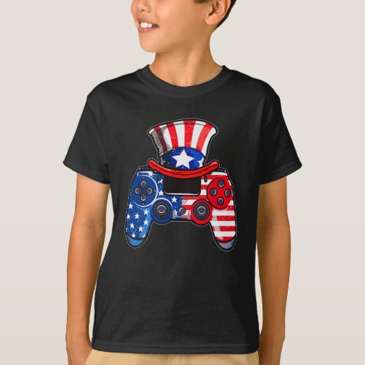 Controller American flag Video Game 4 juli T-shirt (Voorkant)