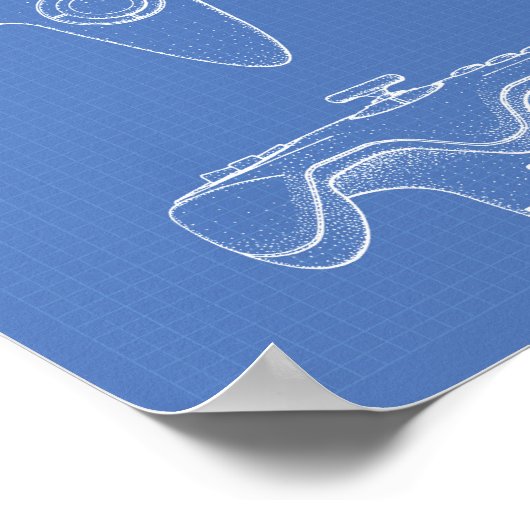 Controller Game 1996 Patent Art Blueprint Poster (Hoek)