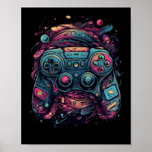 Controller Gaming Rave Gamer Nerd Abstract Pc Game Poster (Voorkant)