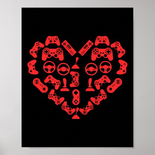 Controller Hart Valentijnsdag Cool Gaming Gamer Poster (Voorkant)