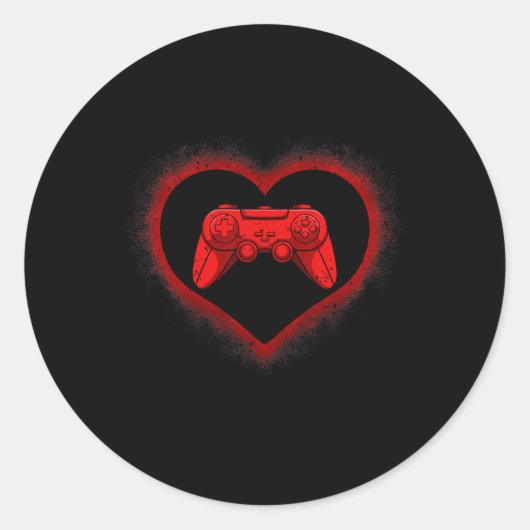 Controller Hart Valentijnsdag Cool Gaming Gamer Ronde Sticker (Voorkant)